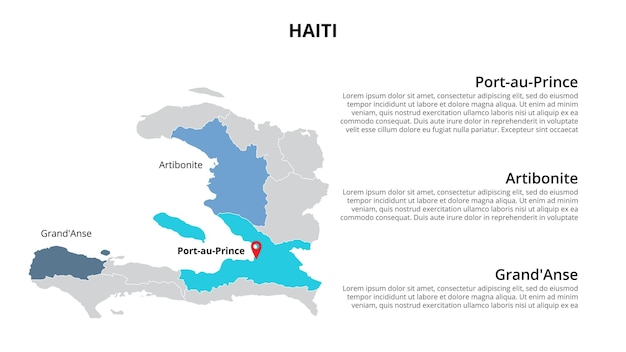 Plantilla infográfica de mapa de Photoshop de Haití dividida por países Presentación de diapositivas