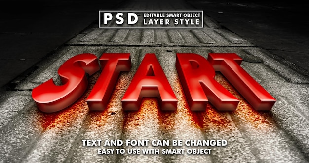 Plantilla de inicio de efecto de texto 3d premium psd