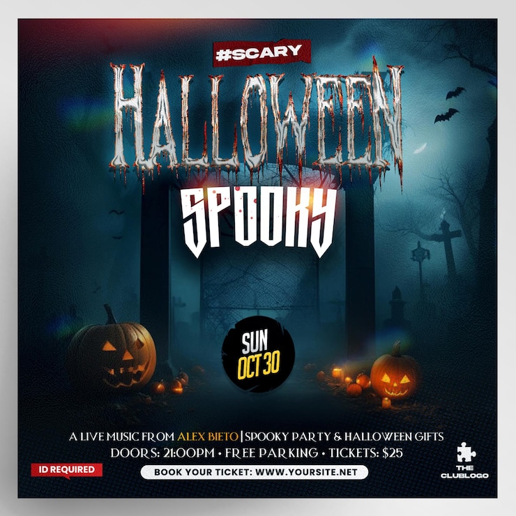 PSD plantilla de instagram para la fiesta espeluznante de halloween
