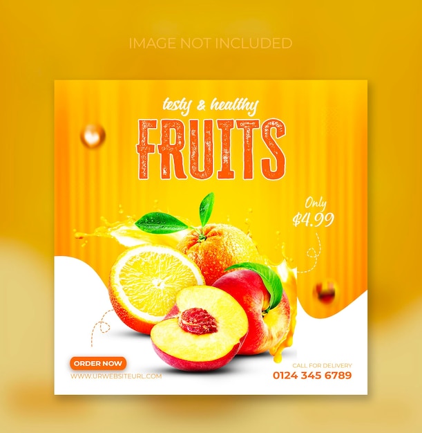 Plantilla de instagram o facebook de diseño de publicación en redes sociales de fruitland delicioso