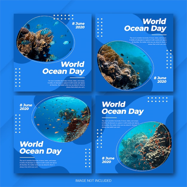 PSD plantilla de instagram post bundle world oceans day