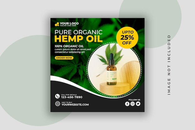 PSD plantilla de instagram y publicación en redes sociales de productos de aceite de cáñamo o cbd