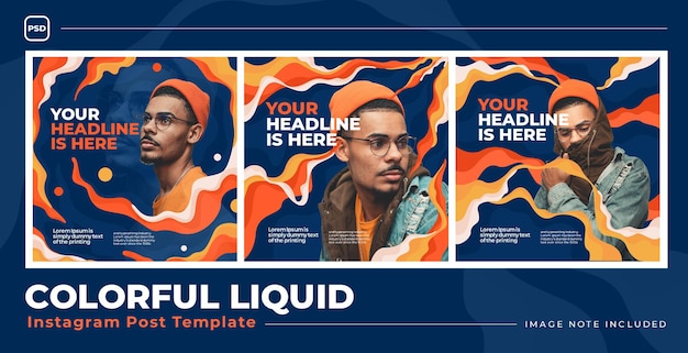 PSD plantilla de instagram de redes sociales de liquid fire