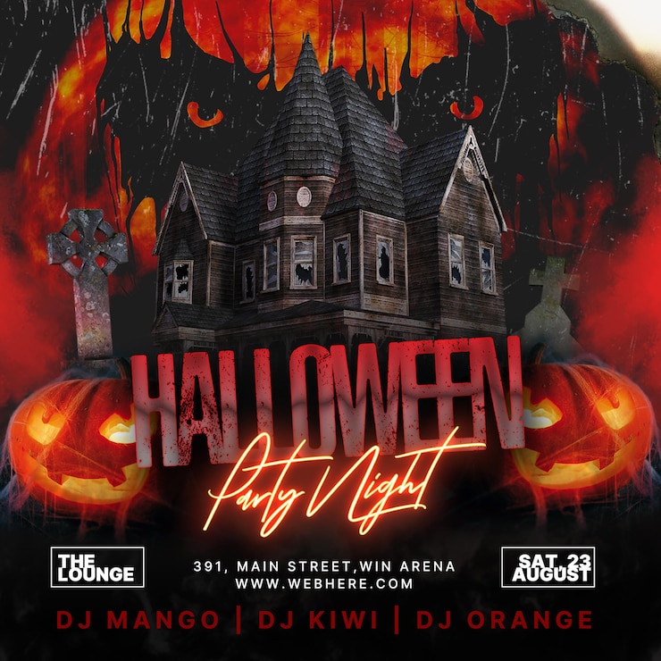 PSD plantilla de instagram de volante de noche de fiesta de halloween