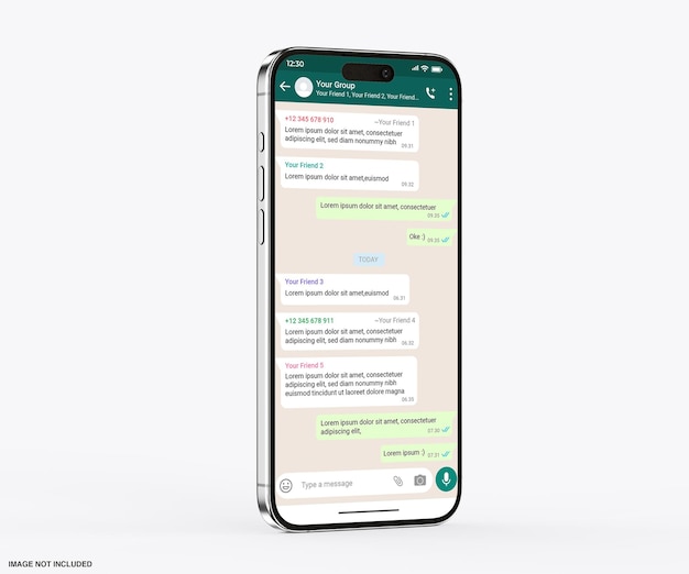 Plantilla de interfaz de whatsapp en maqueta de teléfono móvil