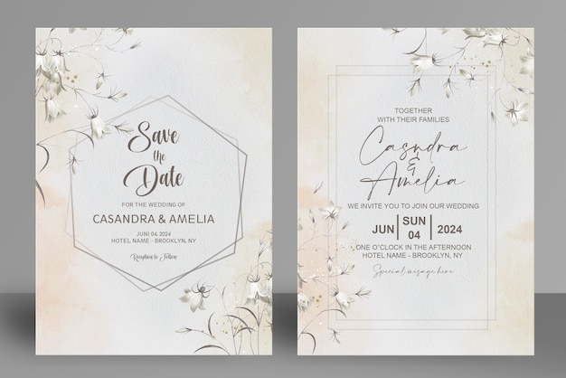 Plantilla de invitación de boda de doble cara