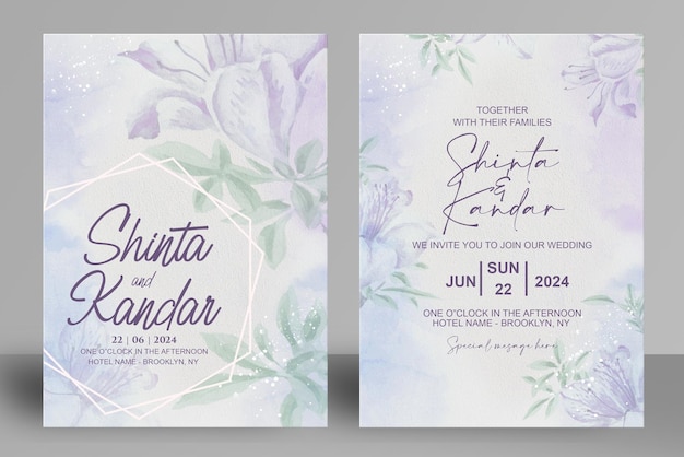 PSD plantilla de invitación de boda de doble cara