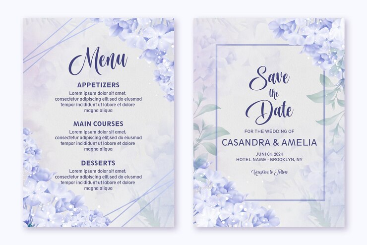 PSD plantilla de invitación de boda de doble cara