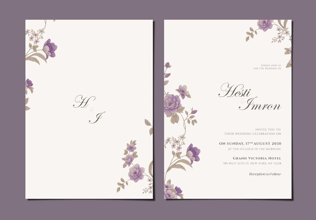 PSD plantilla de invitación de boda elegante de dos caras