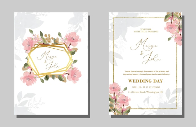 Plantilla de invitación de boda floral premium