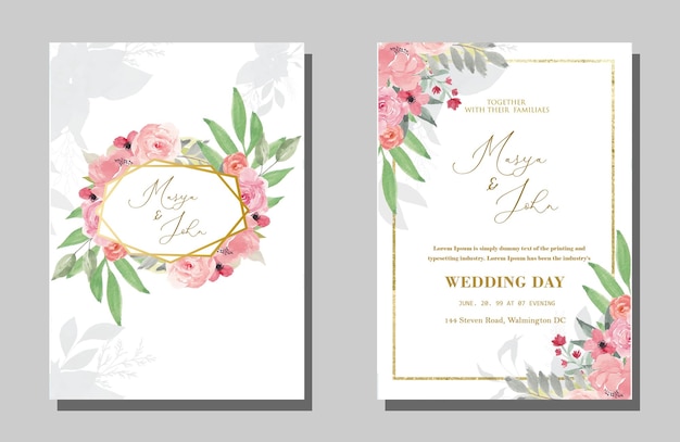 PSD plantilla de invitación de boda floral premium