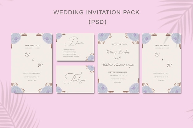 Plantilla de invitación de boda floral psd