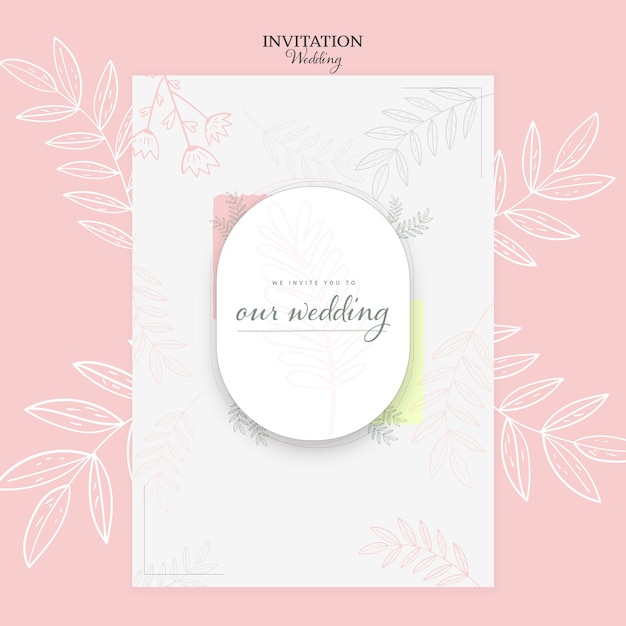 PSD plantilla de invitación de boda floral