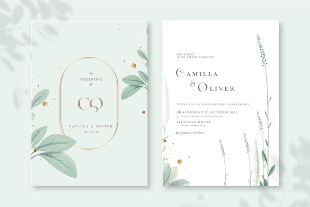 Plantilla de invitación de boda floral