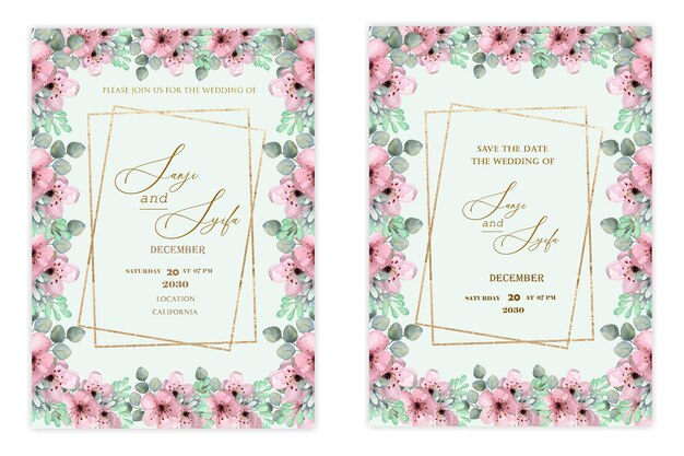 PSD plantilla de invitación de boda floral