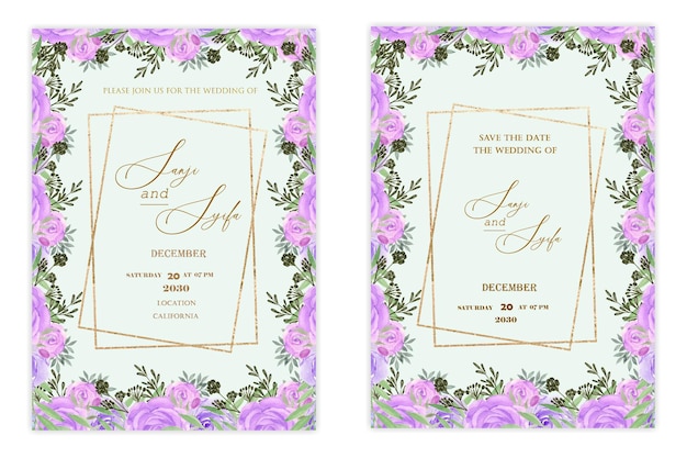 PSD plantilla de invitación de boda floral