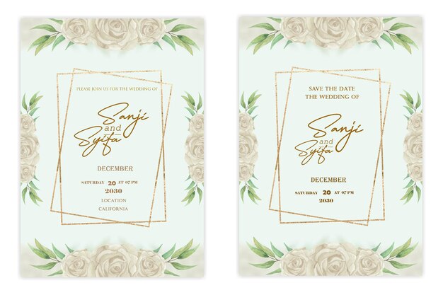 PSD plantilla de invitación de boda floral