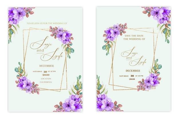 PSD plantilla de invitación de boda floral