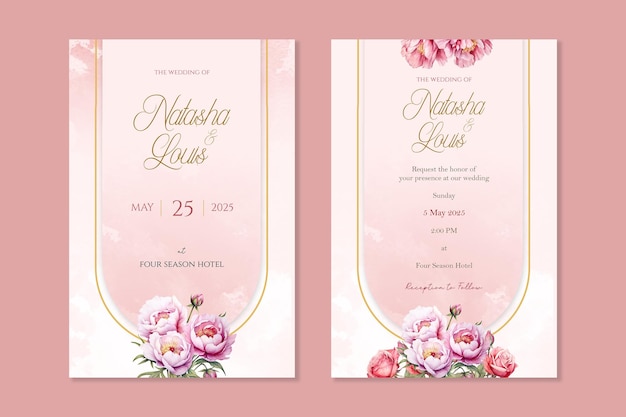 Plantilla de invitación de boda con flores