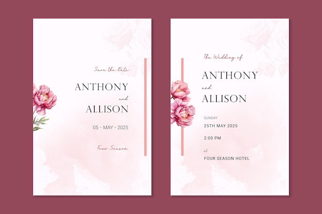 plantilla de invitación de boda con flores