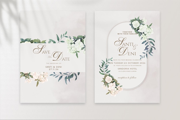 PSD plantilla de invitación de boda geométrica con rosas y marrones vintage rose002