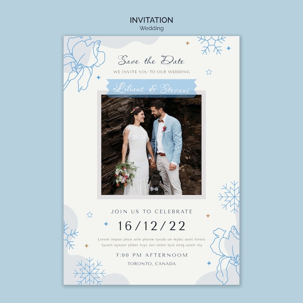 Plantilla de invitación de boda de invierno