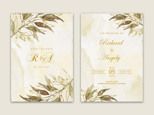 Plantilla de invitación de boda de lujo dorado