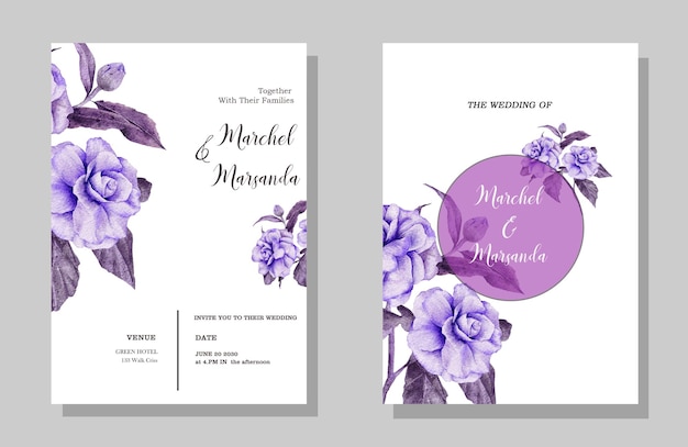 PSD plantilla de invitación de boda marrón con marco floral psd premium