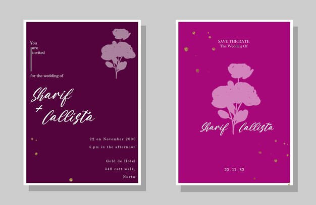 Plantilla de invitación de boda marrón con marco floral psd premium