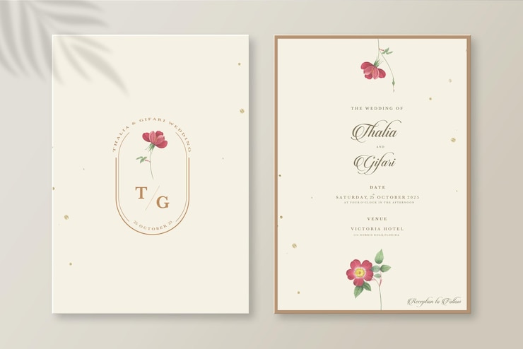 PSD plantilla de invitación de boda minimalista
