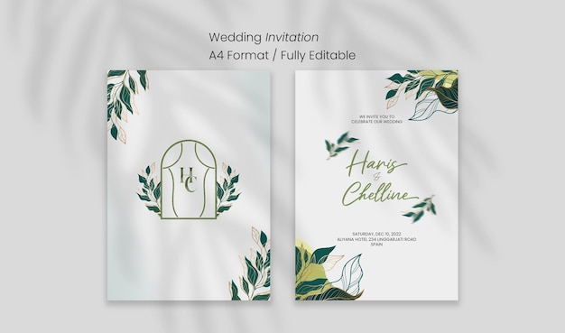 Plantilla de invitación de boda minimalista