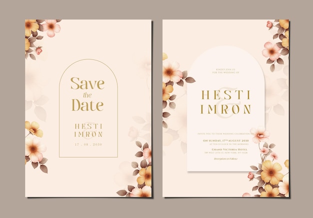 Plantilla de invitación de boda de psd