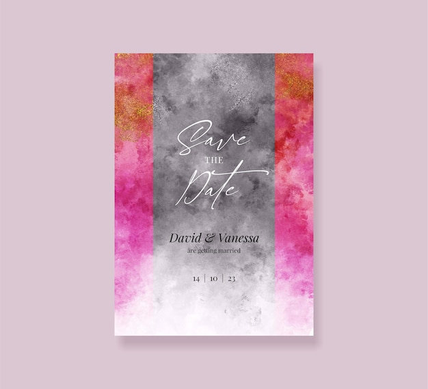 Plantilla de invitación de boda rosa y gris