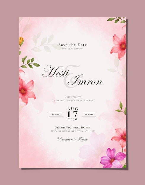 PSD plantilla de invitación de boda de un solo lado psd