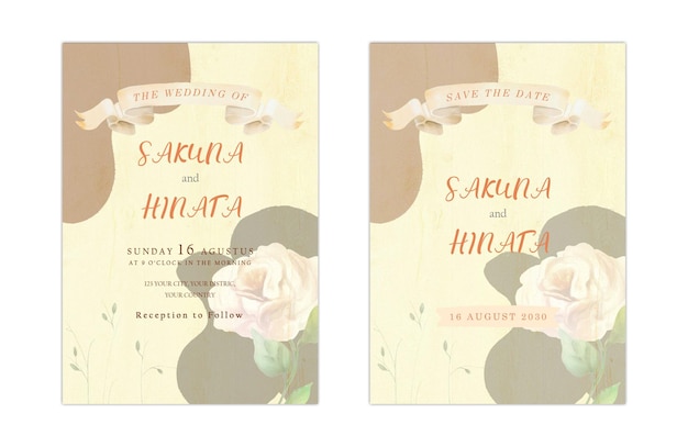 Plantilla de invitación de boda suave floral psd