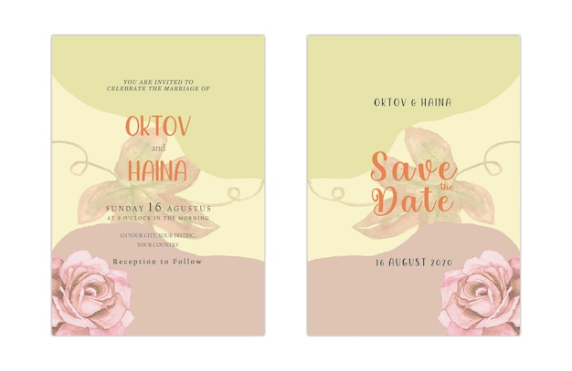 Plantilla de invitación de boda suave floral psd