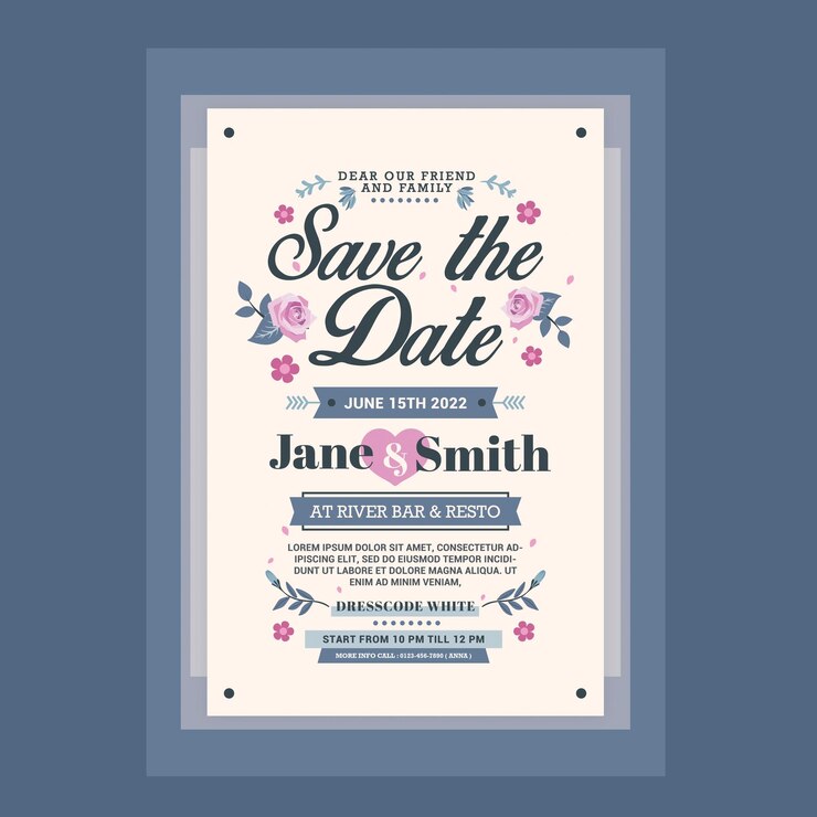 PSD plantilla de invitación de la boda