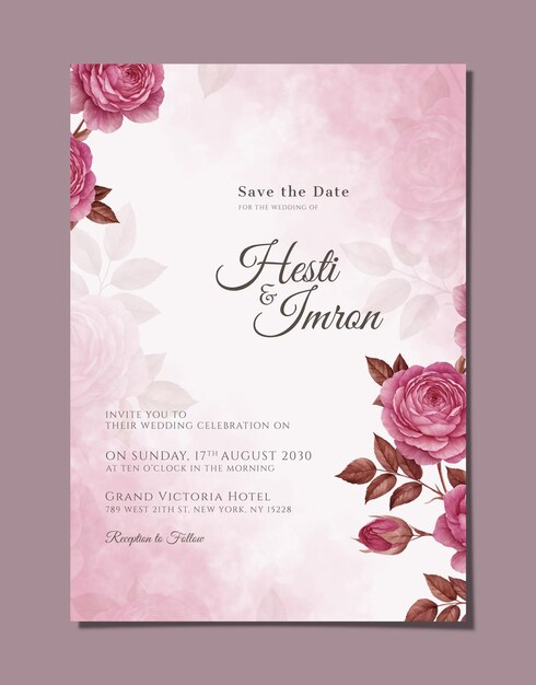 PSD plantilla de invitación de boda