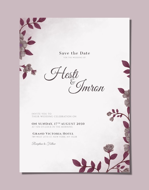 PSD plantilla de invitación de boda