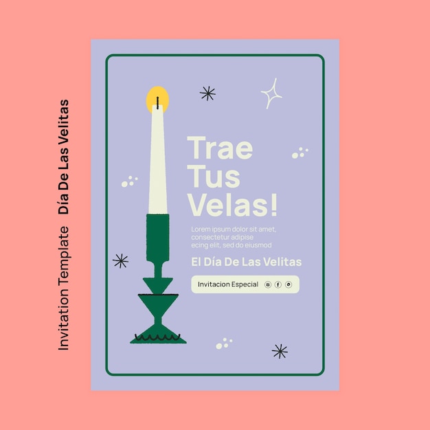 PSD plantilla de invitación a la celebración del día de las velitas