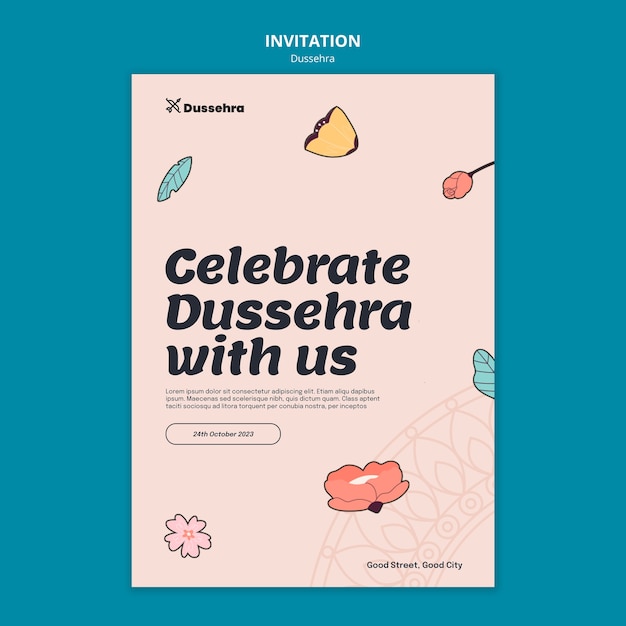 Plantilla de invitación a la celebración de dussehra