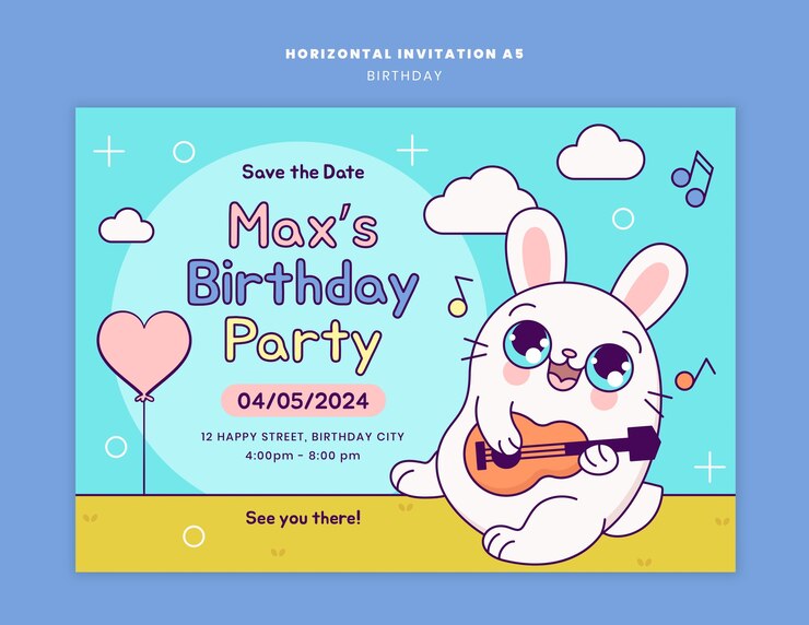 PSD plantilla de invitación para la celebración de un feliz cumpleaños