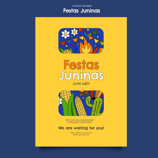 Plantilla de invitación de celebración de festas juninas