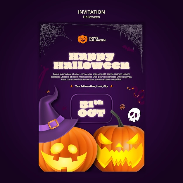 PSD plantilla de invitación de celebración de halloween