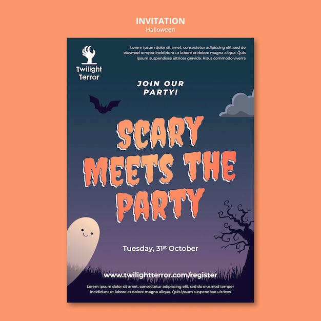 PSD plantilla de invitación para la celebración de halloween