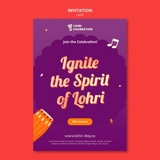 Plantilla de invitación para la celebración de Lohri