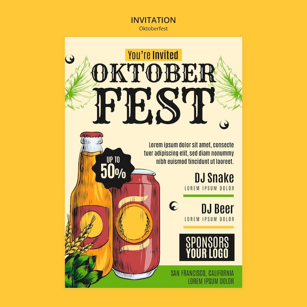 PSD plantilla de invitación de celebración de oktoberfest