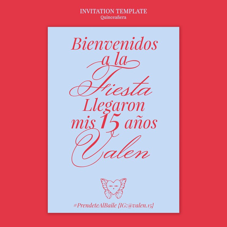 PSD plantilla de invitación de celebración de quinceañera dibujada a mano