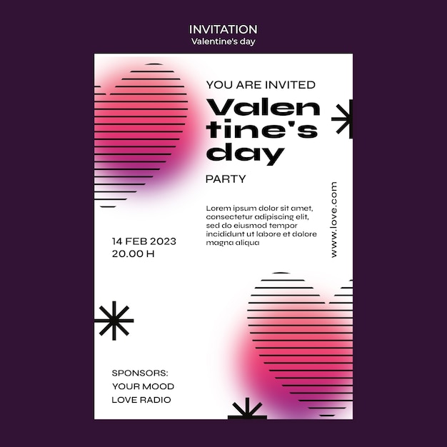 PSD plantilla de invitación de celebración de san valentín