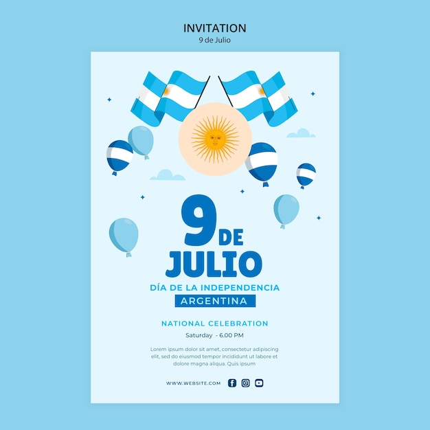 Plantilla de invitación del día de la independencia argentina